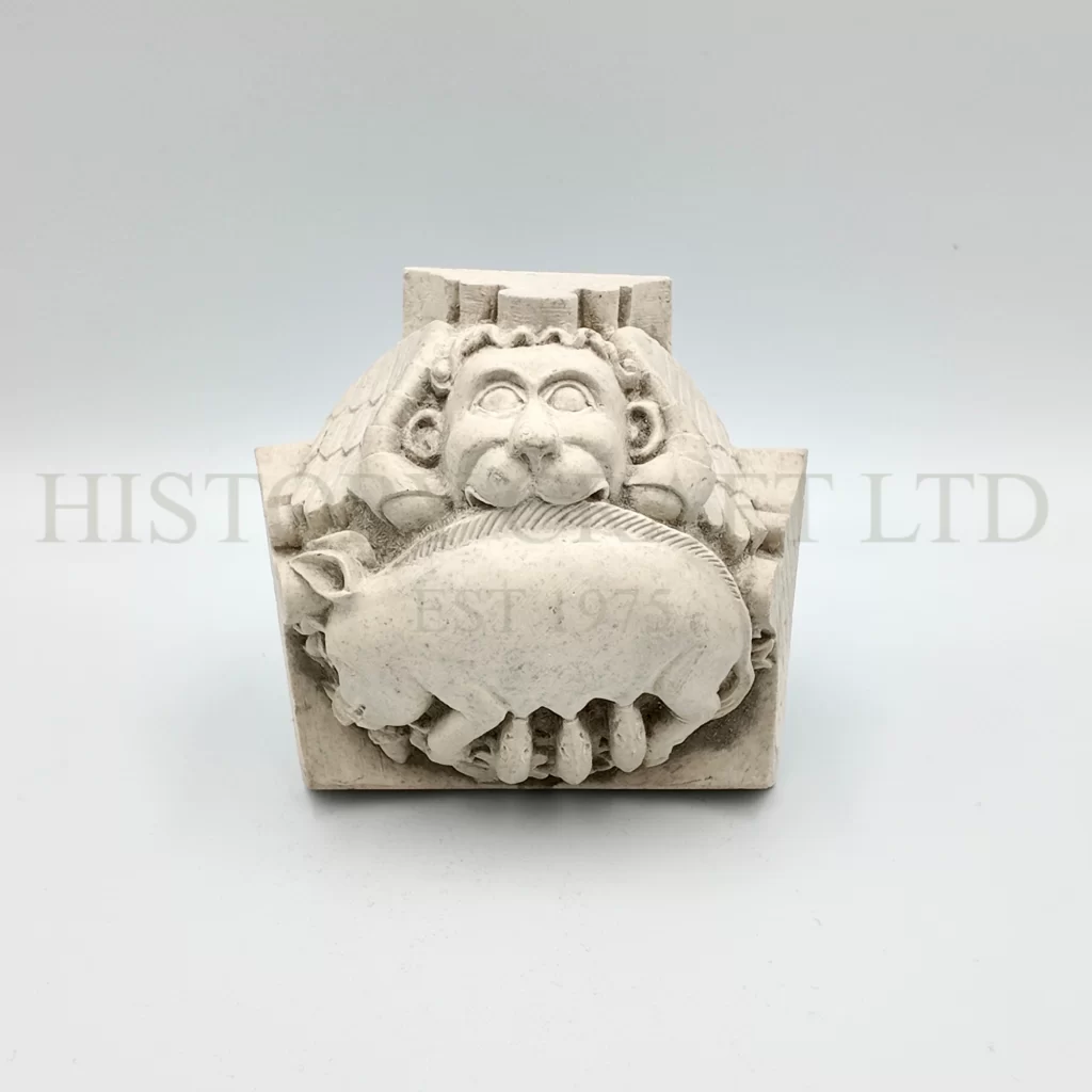 Winged Lion's Head, Pig and Piglets Roof Boss
